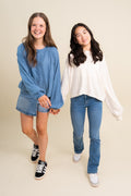 Brushed Ribbed Oversized Henley Top