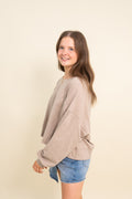 Long Sleeve Cotton Slub Open Back Top
