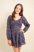Katie J Juniors Delilah Dress in Midnight Ditsy
