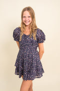 Katie J Girls Delilah Dress in Midnight Ditsy