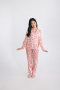 Kids Coquette Candy Cane Satin PJ Set