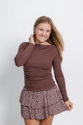 Katie J NYC Juniors Bianca Skirt in Espresso Floral