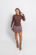 Katie J NYC Juniors Bianca Skirt in Espresso Floral