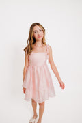 Sweet Shoulder Tie Shimmer Dress