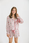 Nutcracker Satin Button Up PJ Set By Peach Love California