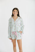 Coquette Bow Satin Button Up PJ Set By Peach Love California