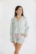 Coquette Bow Satin Button Up PJ Set By Peach Love California