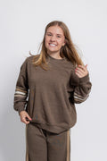 Rustic Brown Stripe Crew Neck Pullover by Vintage Havana