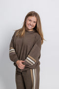 Rustic Brown Stripe Crew Neck Pullover by Vintage Havana