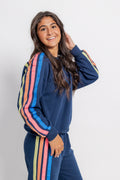 Galaxy Blue Wide Leg Pant with Stripes by Vintage Havana