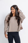 On The Move Stripe Thumb Hole Open Back Top