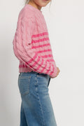 Girls Cable Knit Boxy Cropped Pullover