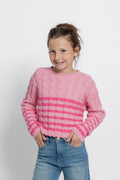 Girls Cable Knit Boxy Cropped Pullover