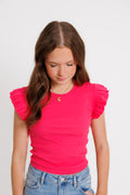 Flutter Sleeve Round Neck Top