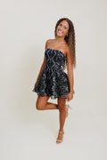 Lucy in the Sky Strapless Fit and Flare Dress in Black