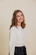 Peyton Textured Top in Cream by PLEAT