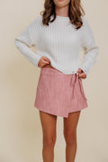 Washed Leather Mini Skort