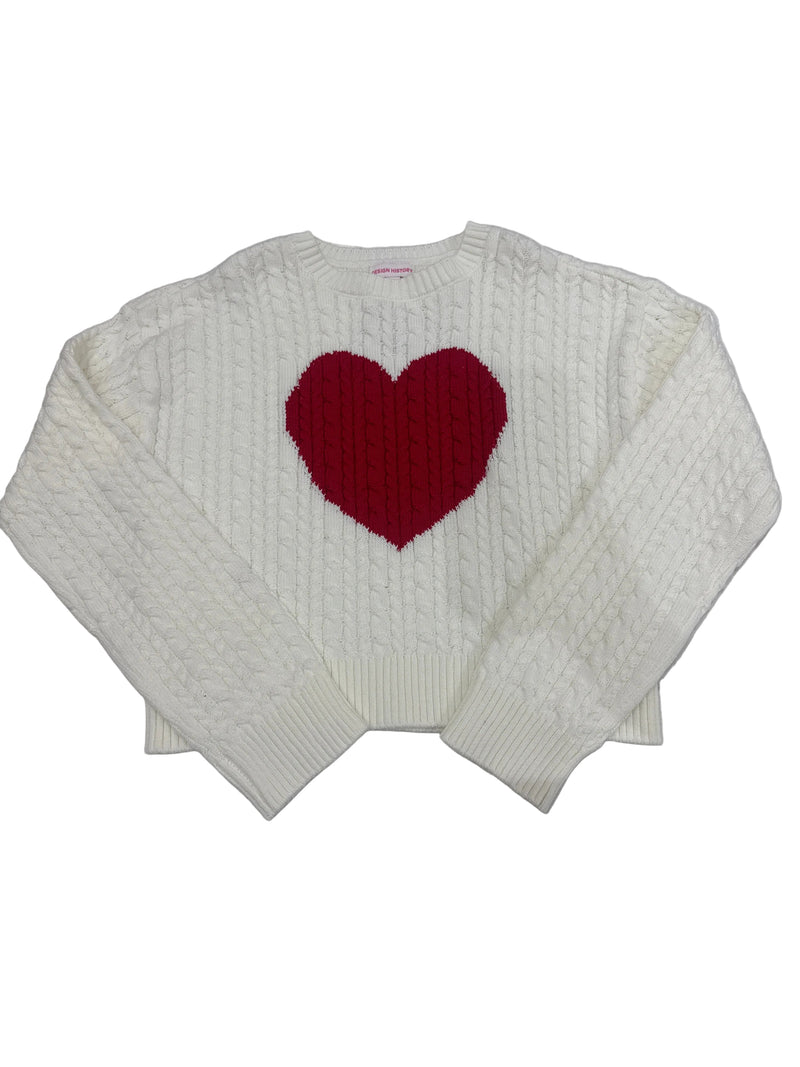 Girls Cable Knit Heart Sweater By Design History