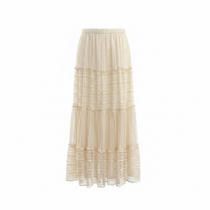Leslie Textured Ruffle Midi Skirt