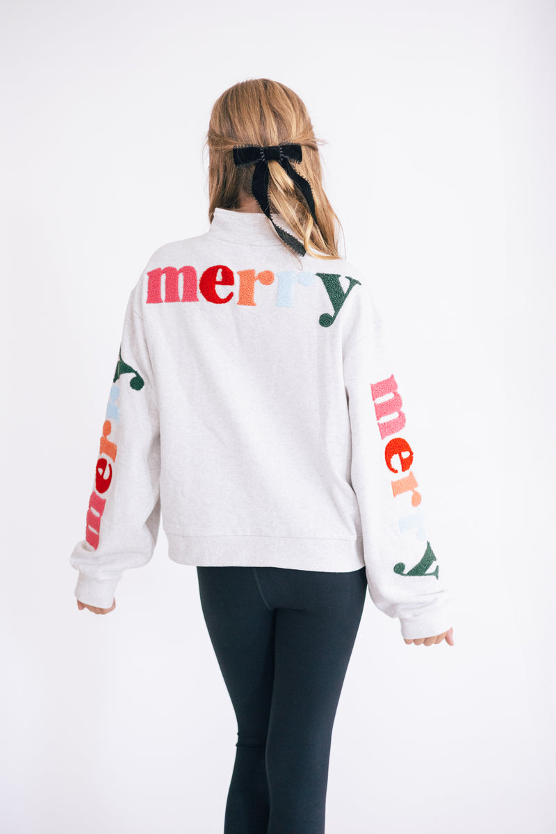 Very Merry Fully Embroidered Sweatshirt by Paper Flower