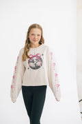 Embroidered Bow & Disco Ball Sweatshirt by Paper Flower