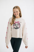 Embroidered Bow & Disco Ball Sweatshirt by Paper Flower