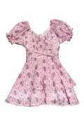 Tween Delilah Dress in Violet Stripe Floral by Katie J NYC