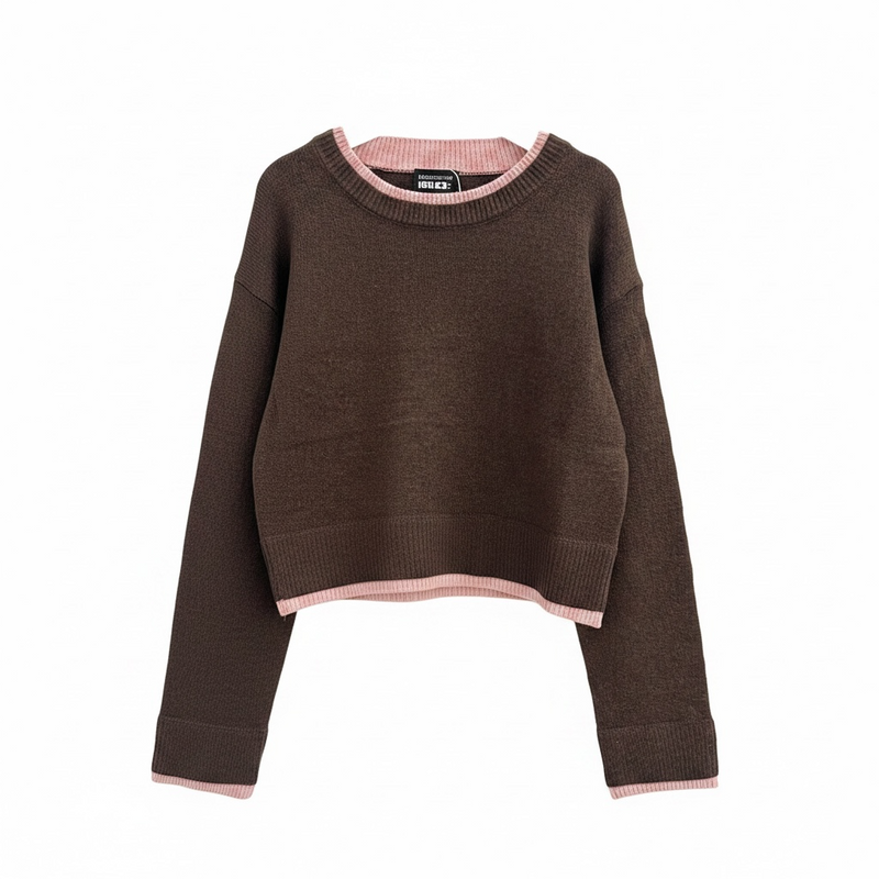 Katie J Girls Nova Sweater in Espresso/Pink