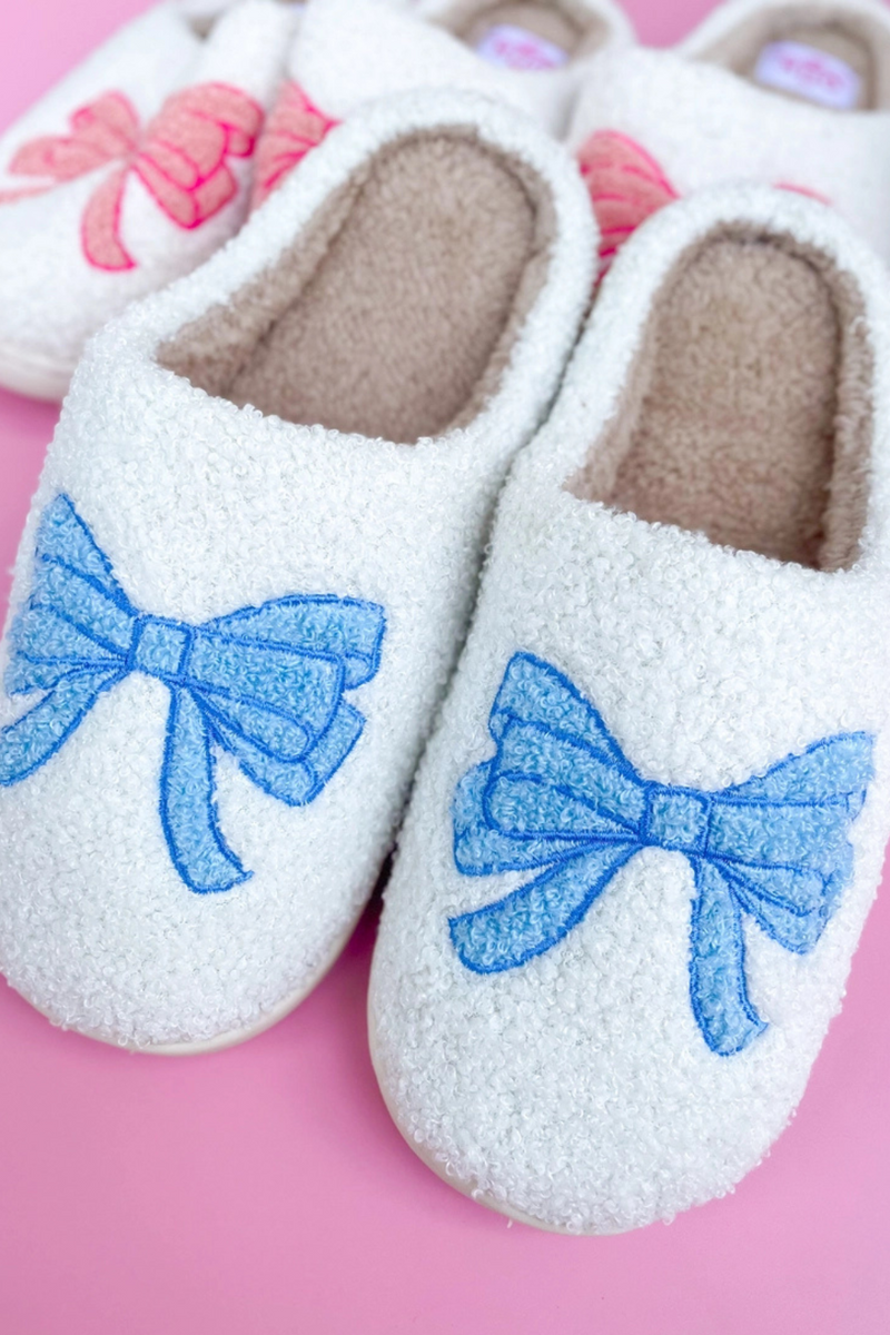 Blue Bow Slippers