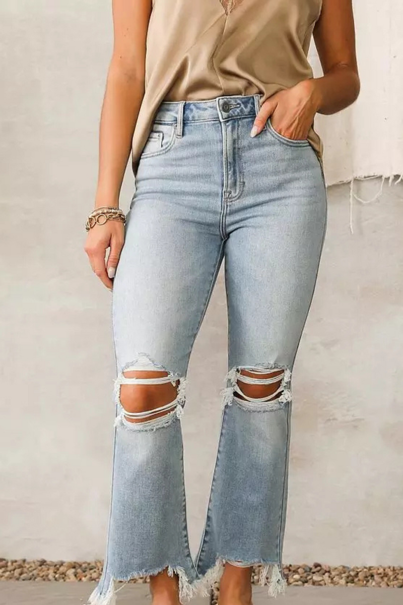 Happi Distressed Knee Cropped Flare by Hidden