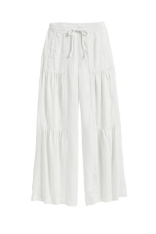 Drawstring Pull On Pant in White by Tractr Girls