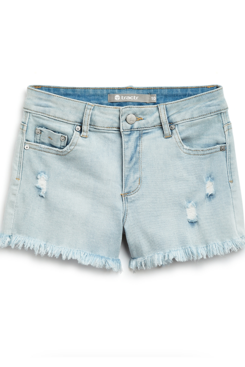 Brittany Fray Shorts in Light Indigo by Tractr Girls