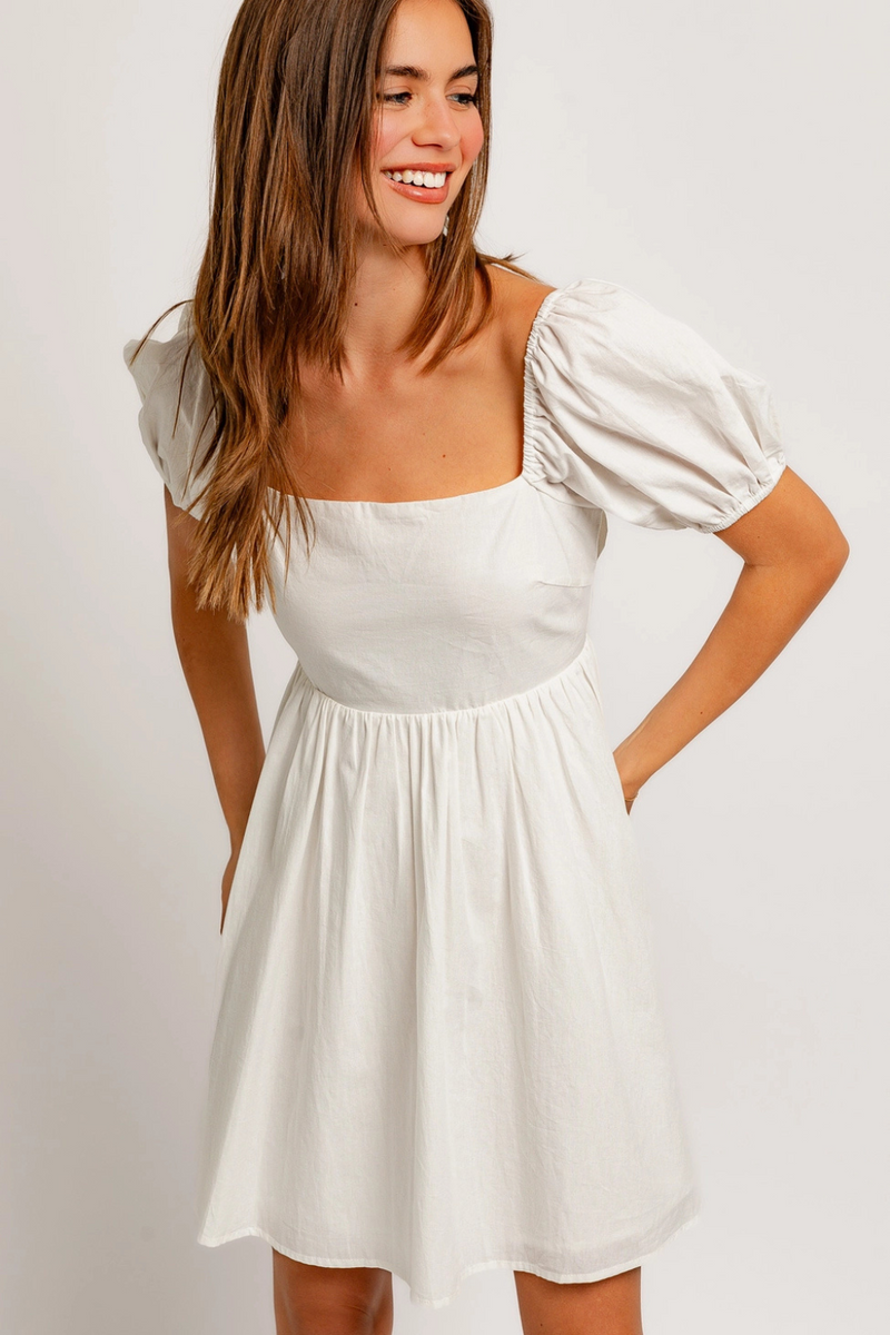 Reiley Puff Sleeve Tie Back Dress