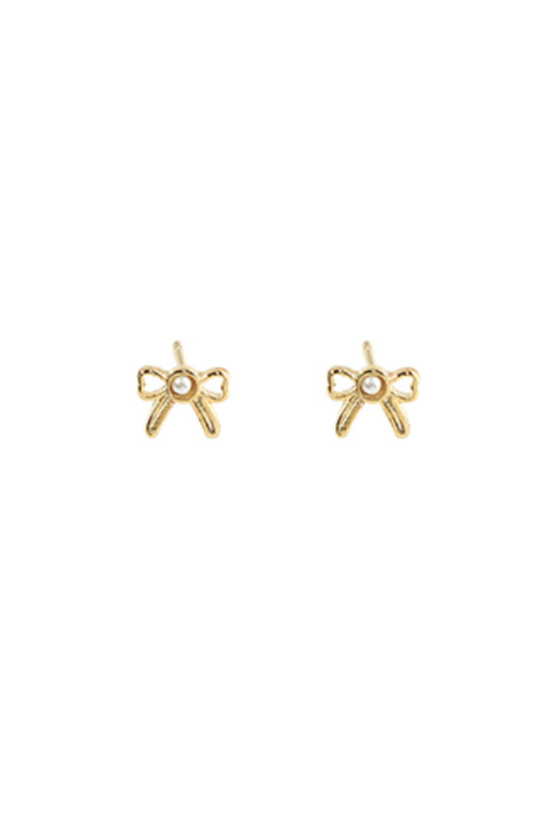 Mini 14k Gold Dipped Bow Stud Earring