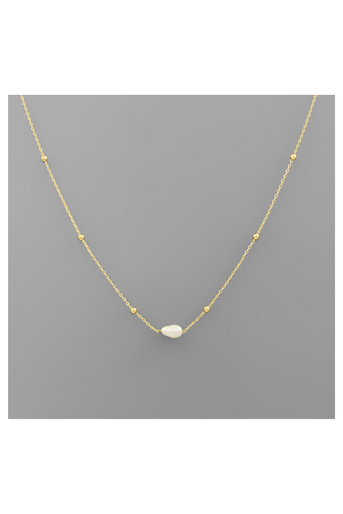 Dainty Gold and Pearl Necklace