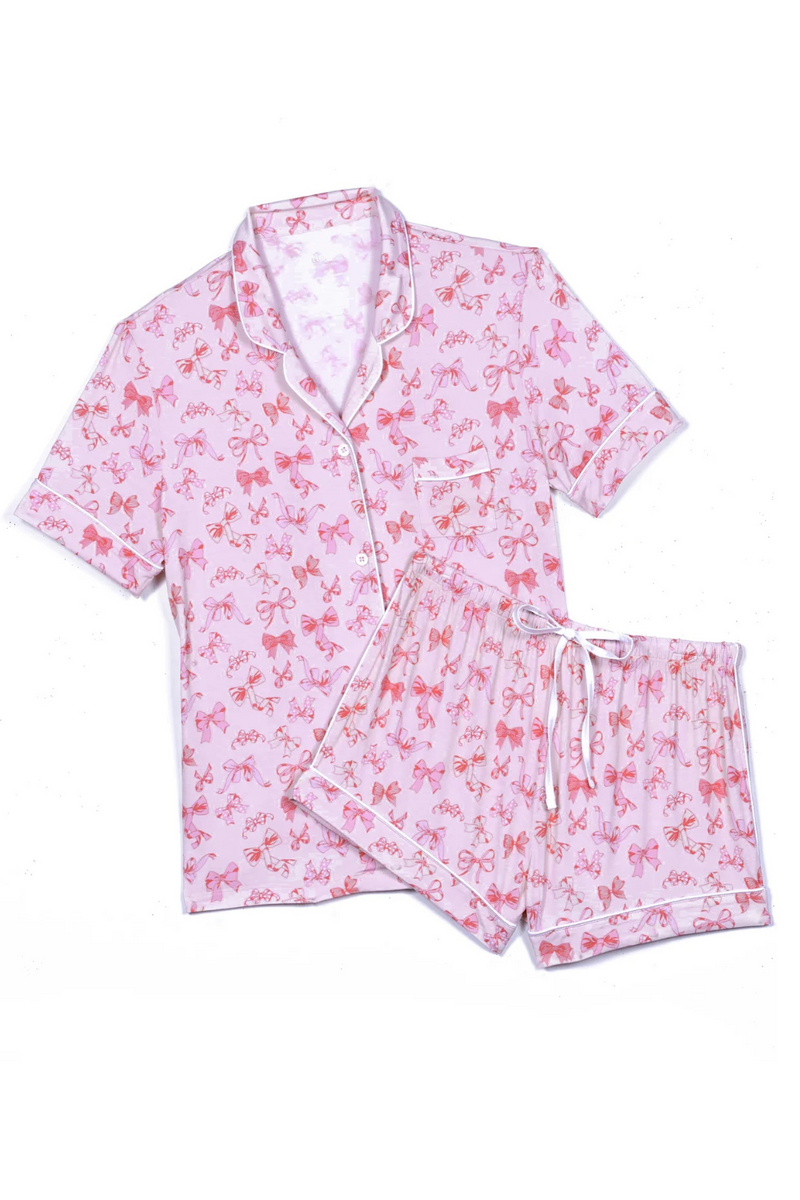 Juniors Lynn Lounge Set in Pink Bows by Katie J