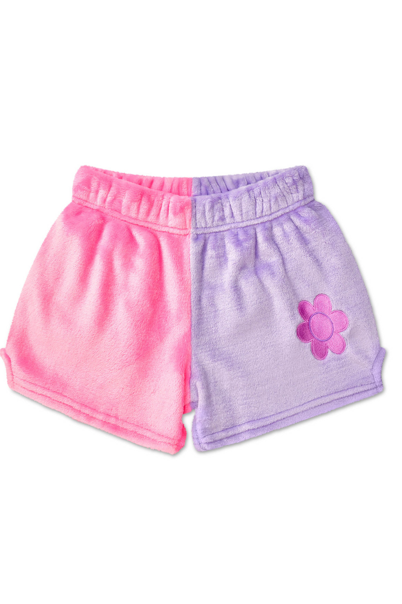 Groovy Smiles Color Block Plush Shorts by iScream