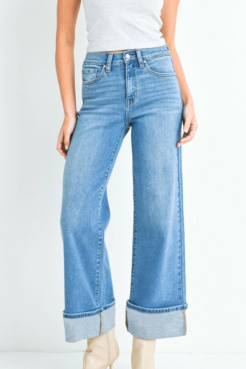 Cuffed Palazzo Jeans