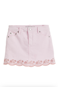 Floral Embroidery Eyelet Hem Skort by Tractr