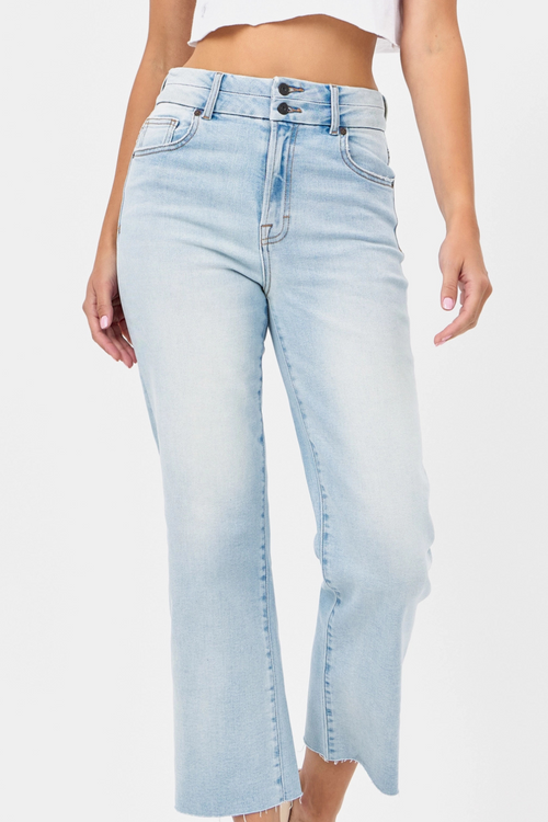 Ella High Rise Wide Straight w/Double Waistband by HIDDEN