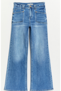 Tractr Girls Utility Pocket Wide Leg Jeans
