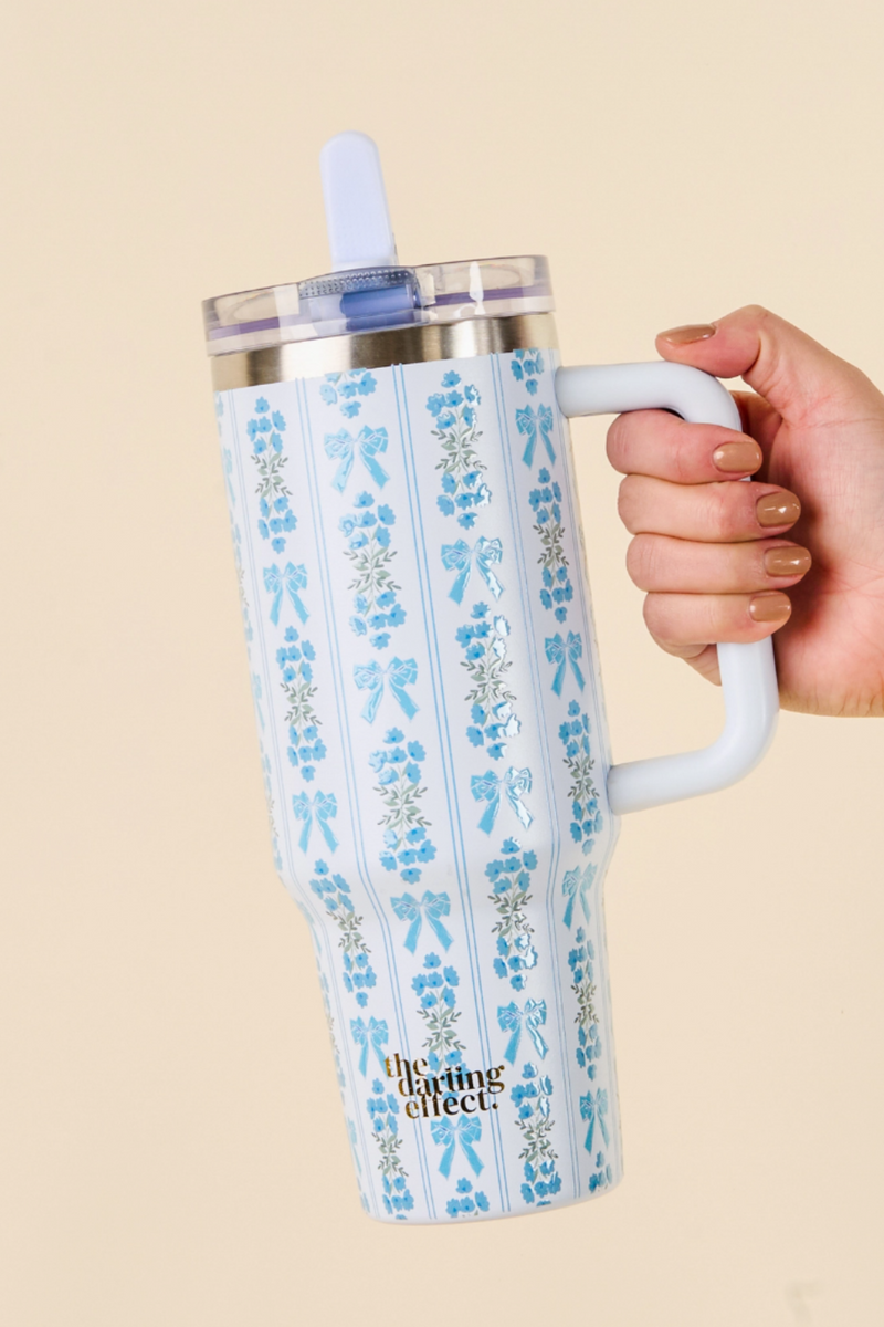 Blue Bows 40 oz Lifestyle Flip Straw Tumbler