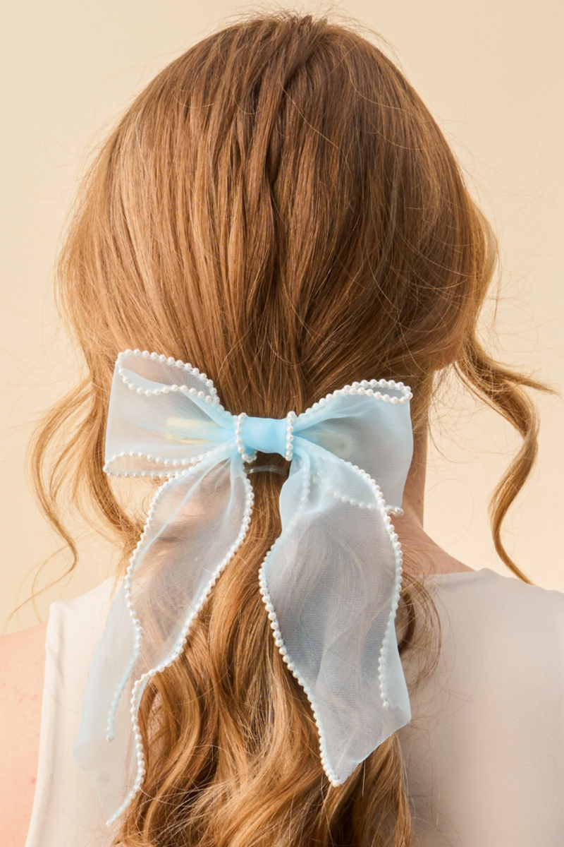 Sheer Pearl Hair Bow