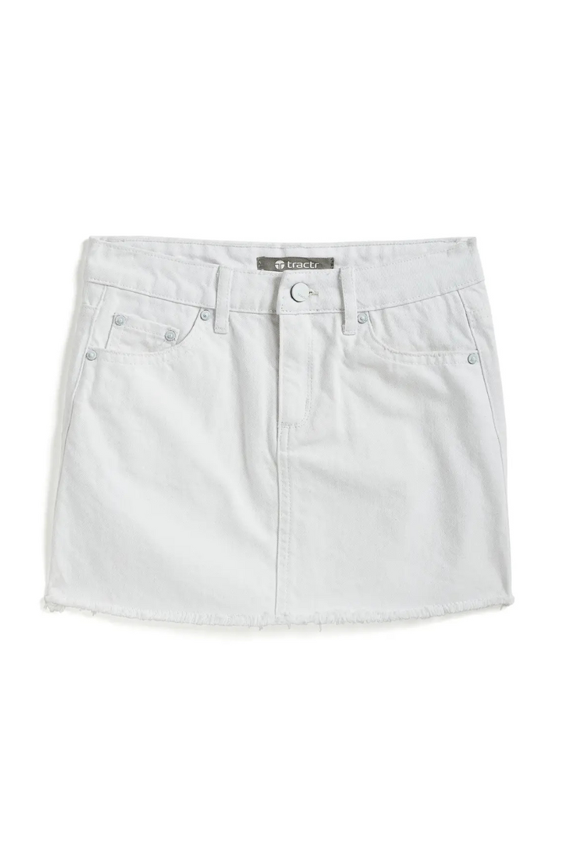 Girls White Denim Skirt by Tractr
