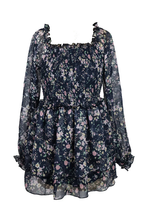 Flowers by Zoe Chiffon Long Sleeve Dress