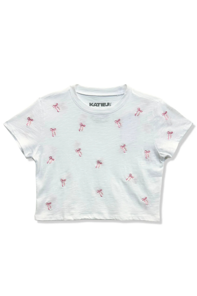 Girls Embroidered Bow Fearless Tee by Katie J