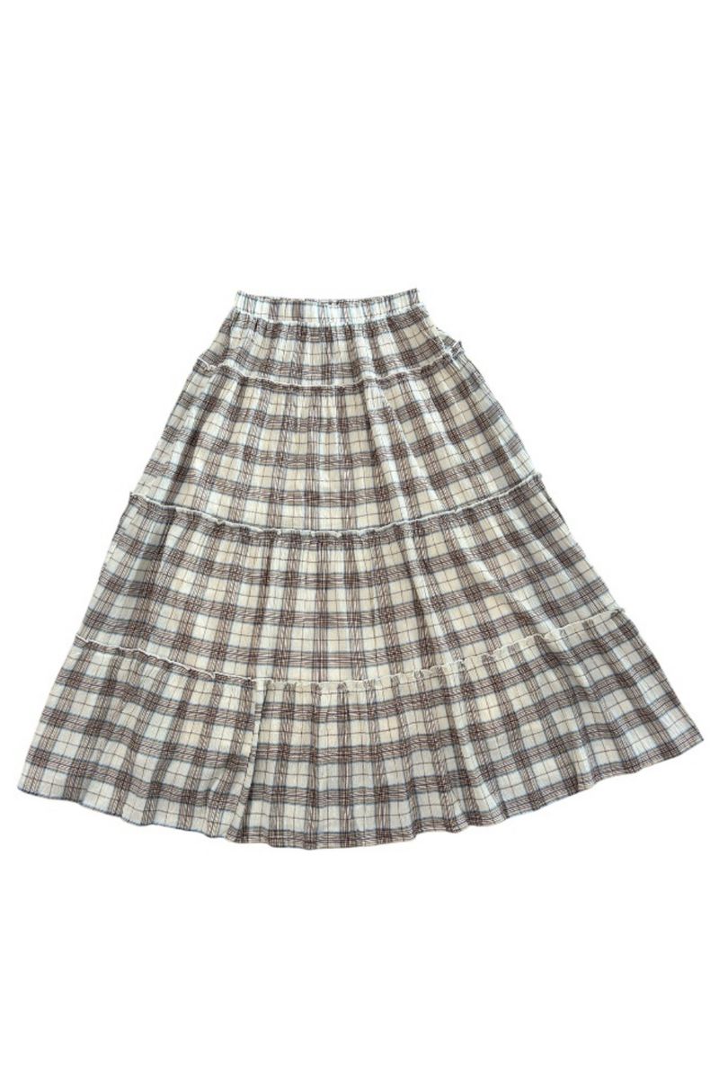 Plaid Maxi Tiered Skirt by Needi