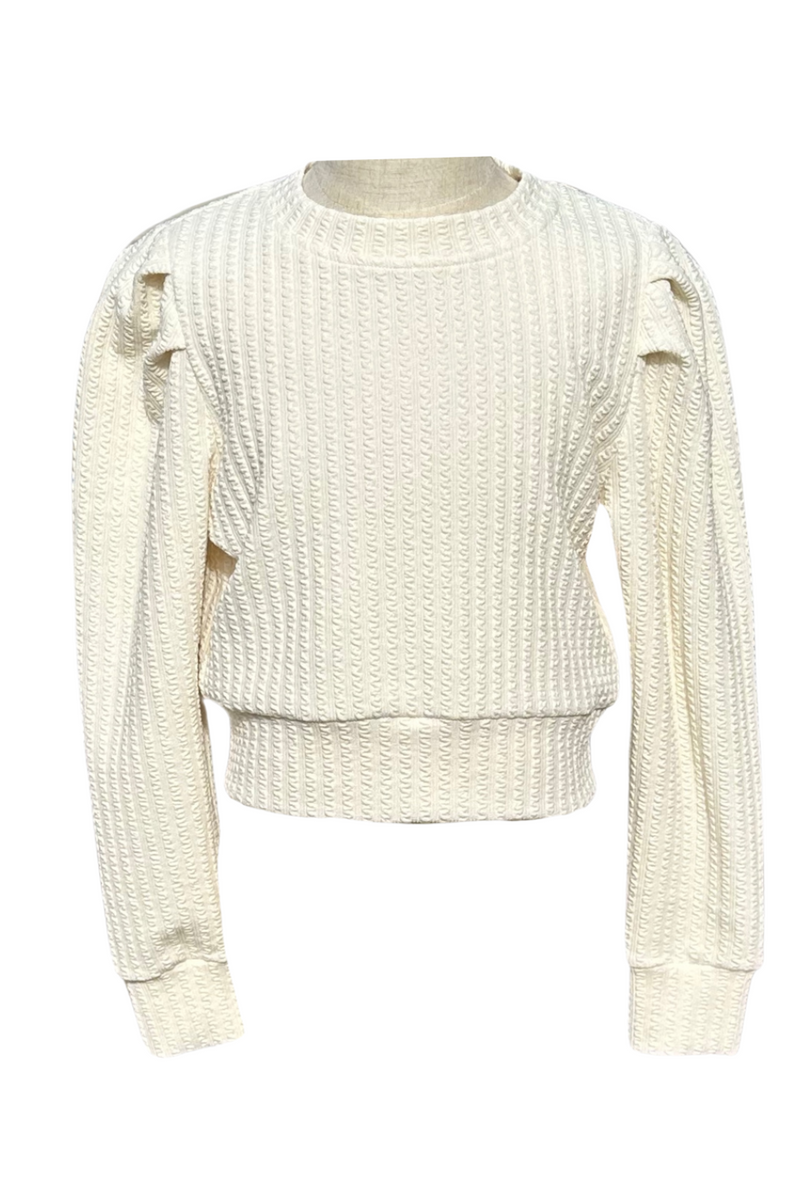 Peyton Textured Top in Cream by PLEAT