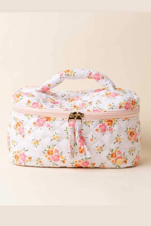 Glam & Go Quilted Cosmetic Bag-Endless Daydream Cream