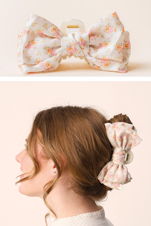 Satin Bow Claw Clip-Endless Daydream Cream